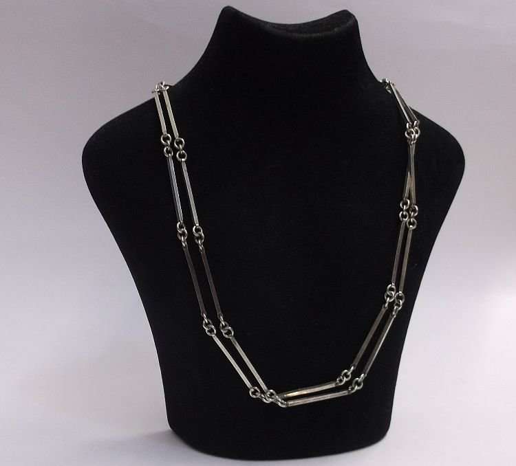 A RARE SOLID EXTRA EXTRA EXTRA LONG STERLING SILVER NECKLACE BY FINNISH DESIGNER ELIS KAUPPI ....WOW