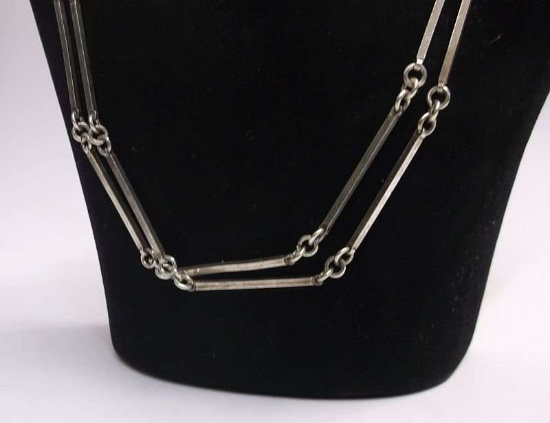 A RARE SOLID EXTRA EXTRA EXTRA LONG STERLING SILVER NECKLACE BY FINNISH DESIGNER ELIS KAUPPI ....WOW