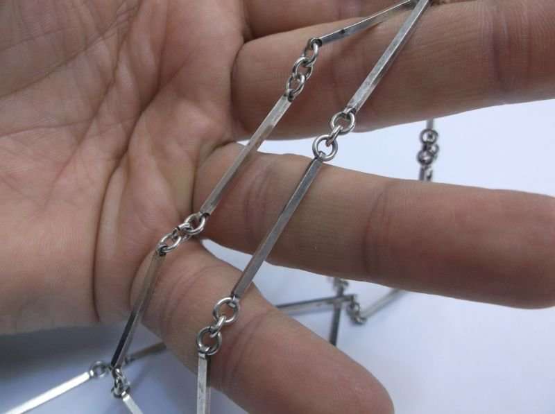 A RARE SOLID EXTRA EXTRA EXTRA LONG STERLING SILVER NECKLACE BY FINNISH DESIGNER ELIS KAUPPI ....WOW