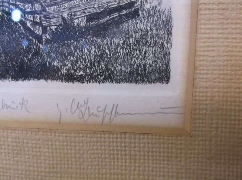 A RARE VINTAGE SIGNED ETCHING BY WELL KNOWN ARTIST KARL ALBRECHT BUSCHBAUM