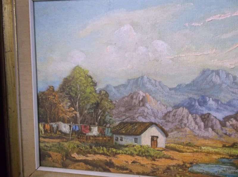A BRILLIANT SOUTH AFRICAN FARM STYLE ORIGINAL OIL ON BOARD BY D.R GOODWIN DATED 1963...WOW !!!