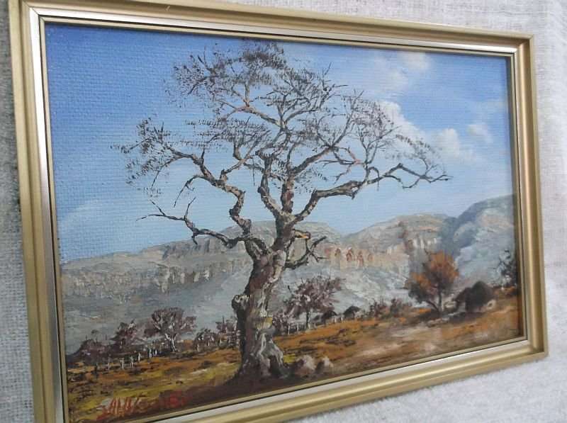 A WELL PAINTED ORIGINAL & SIGNED OIL ON BOARD DEPICTING A TRULY AFRICAN LANDSCAPE ...J VENTER ...