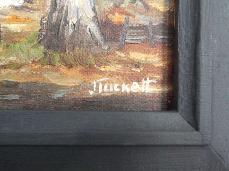 WOW !!! A CHARMING ORIGINAL OIL ON BOARD OF A COUNTRY HOMESTEAD SIGNED BY THE ARTIST JUNE TUCKETT