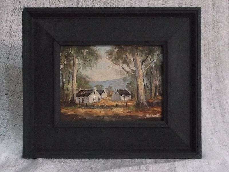 WOW !!! A CHARMING ORIGINAL OIL ON BOARD OF A COUNTRY HOMESTEAD SIGNED BY THE ARTIST JUNE TUCKETT