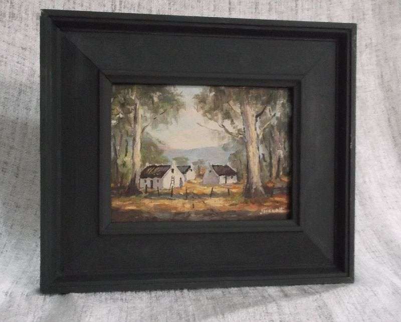 WOW !!! A CHARMING ORIGINAL OIL ON BOARD OF A COUNTRY HOMESTEAD SIGNED BY THE ARTIST JUNE TUCKETT