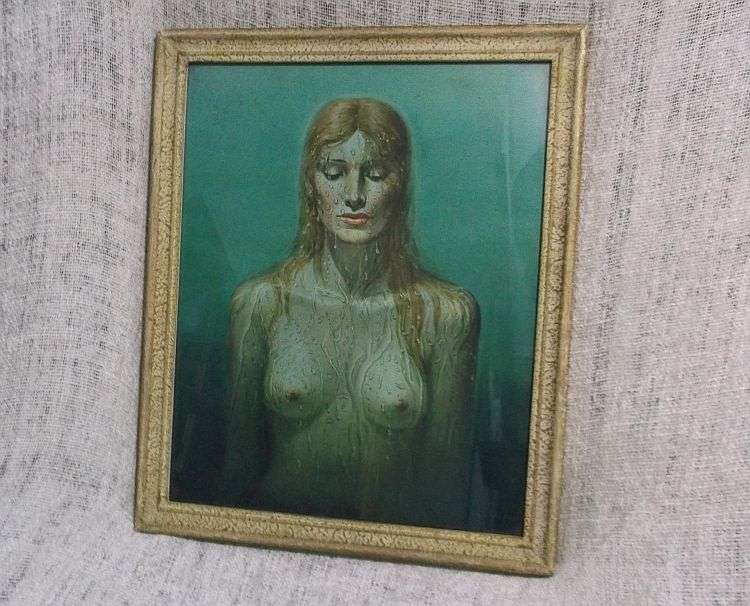 A GORGEOUS VINTAGE TRETCHIKOFF PRINT IN OLD FRAME ENTITLED " THE BIRTH OF VENUS " RARELY SEEN