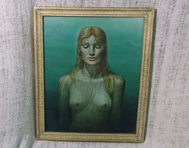 A GORGEOUS VINTAGE TRETCHIKOFF PRINT IN OLD FRAME ENTITLED " THE BIRTH OF VENUS " RARELY SEEN