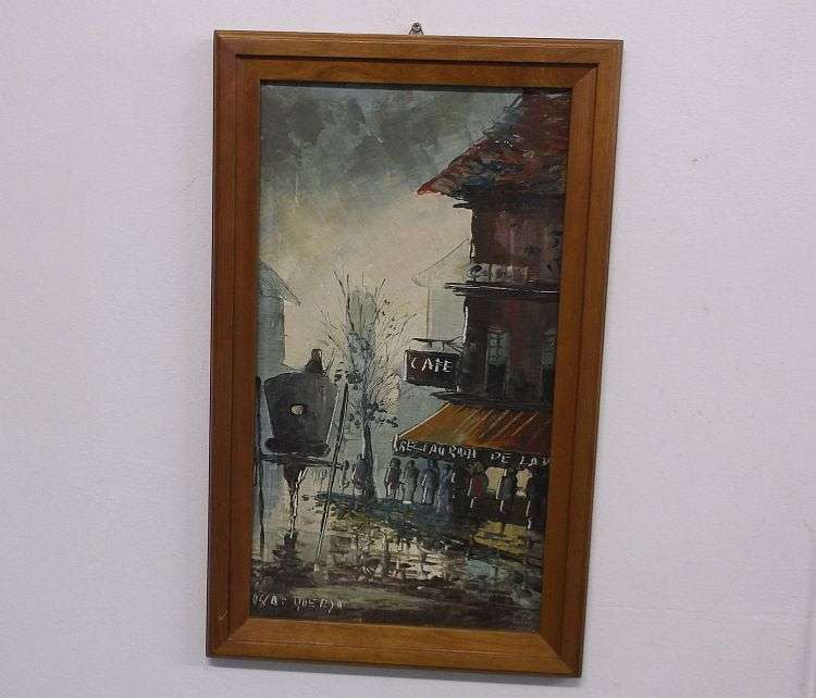 A LOVELY VINTAGE ORIGINAL OIL ON BOARD PARISIAN SCENE SIGNED BY THE ARTIST ...SOOO FRENCH !!