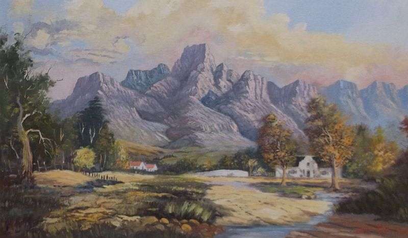 WOW !! A BEAUTIFUL ORIGINAL OIL ON BOARD OF A MAGNIFICENT SOUTH AFRICAN LANDSCAPE BY VINCENT OLIVIER