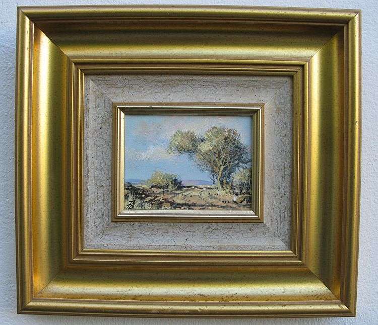 WOW !! A GORGEOUSLY FRAMED SIGNED ORIGINAL MINIATURE OIL ON BOARD .. POSSIBLY BY FRANCOIS BADENHORST