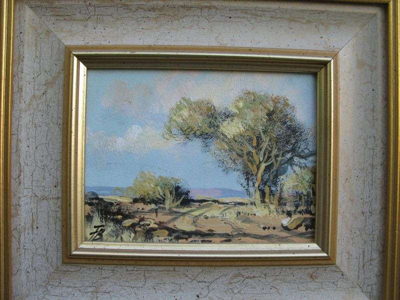 WOW !! A GORGEOUSLY FRAMED SIGNED ORIGINAL MINIATURE OIL ON BOARD .. POSSIBLY BY FRANCOIS BADENHORST