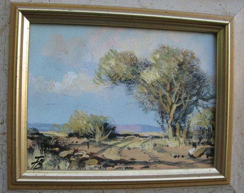 WOW !! A GORGEOUSLY FRAMED SIGNED ORIGINAL MINIATURE OIL ON BOARD .. POSSIBLY BY FRANCOIS BADENHORST