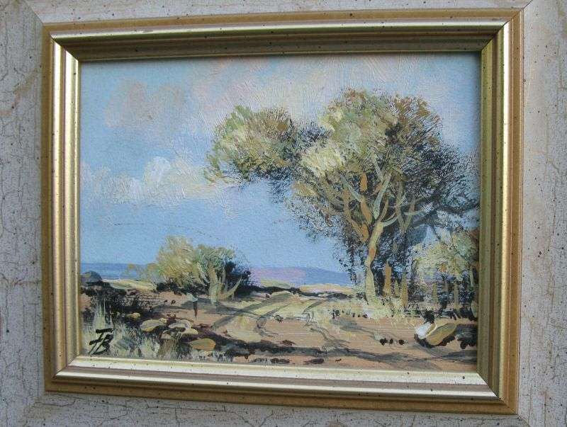 WOW !! A GORGEOUSLY FRAMED SIGNED ORIGINAL MINIATURE OIL ON BOARD .. POSSIBLY BY FRANCOIS BADENHORST