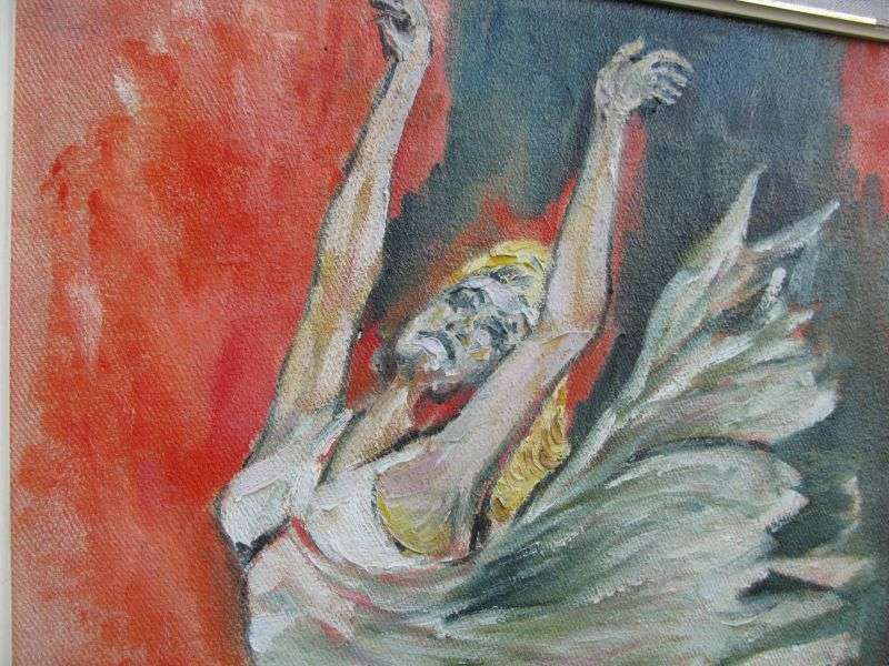 AN OUTSTANDING ORIGINAL OIL ON CANVAS OF A DANCER SIGNED BY THE ARTIST