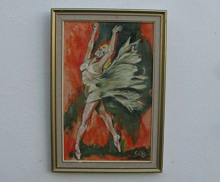 AN OUTSTANDING ORIGINAL OIL ON CANVAS OF A DANCER SIGNED BY THE ARTIST