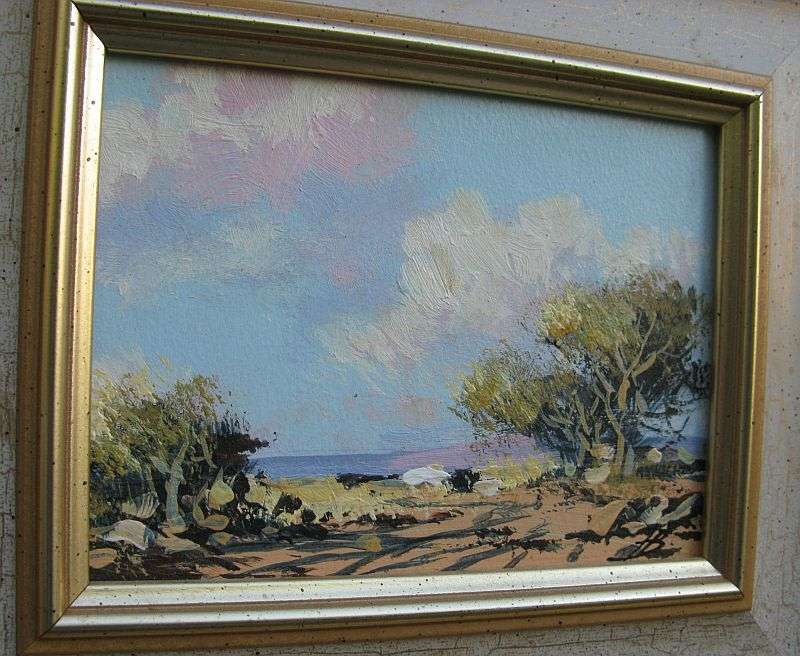 A FABULOUS MINIATURE ORIGINAL OIL ON BOARD SIGNED FB ...POSSIBLY FRANCOIS BADENHORST...AWESOME FRAME