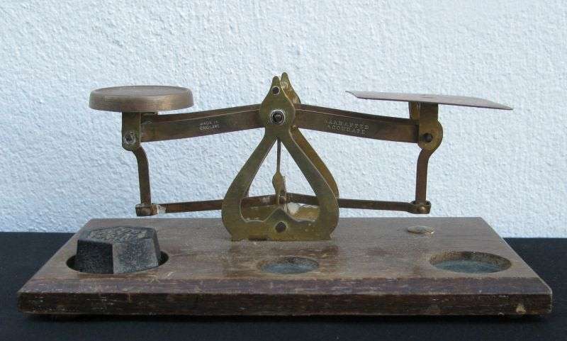 ONE BID FOR BOTH !! A VINTAGE POSTAL SCALE AND A VINTAGE JEWELRY SCALE IN VELVET FEEL CASE ...WOW !!