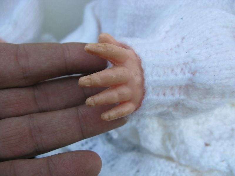 TOO CUTE !! A PAIR OF VINTAGE HARD PLASTIC BABY DOLLS WITH HAND MADE CLOTHING ...BID FOR BOTH ...WOW