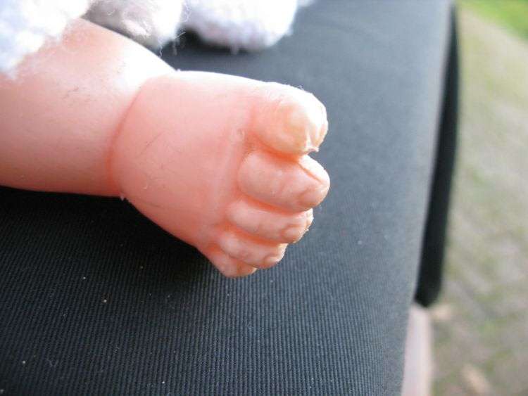 TOO CUTE !! A PAIR OF VINTAGE HARD PLASTIC BABY DOLLS WITH HAND MADE CLOTHING ...BID FOR BOTH ...WOW