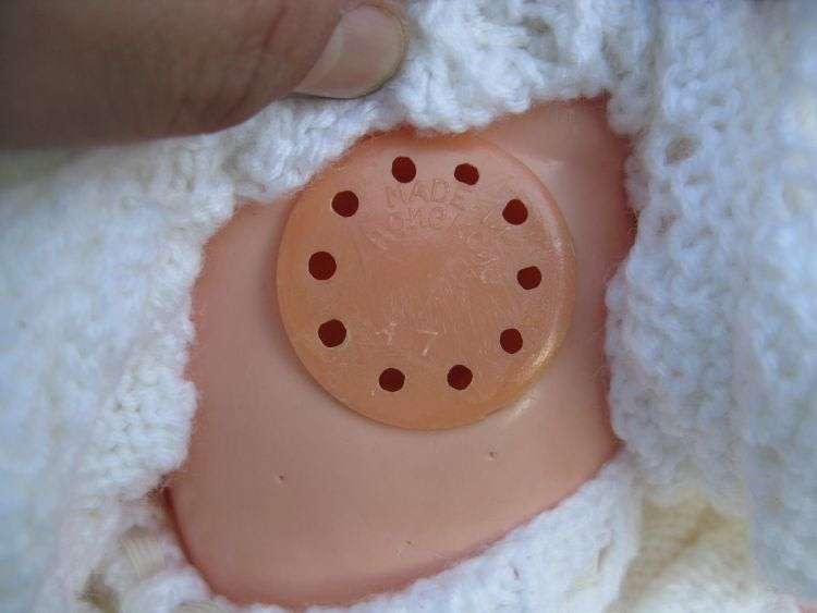 TOO CUTE !! A PAIR OF VINTAGE HARD PLASTIC BABY DOLLS WITH HAND MADE CLOTHING ...BID FOR BOTH ...WOW