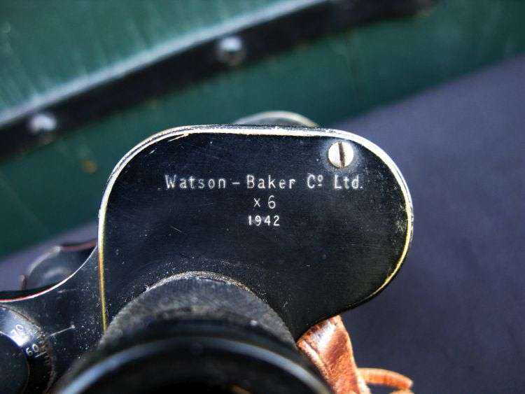 GREAT QUALITY WORLD WAR 2 ERA BINOCULARS BY WATSON-BAKER DATED 1942 IN FULL WORKING CONDITION ...WOW