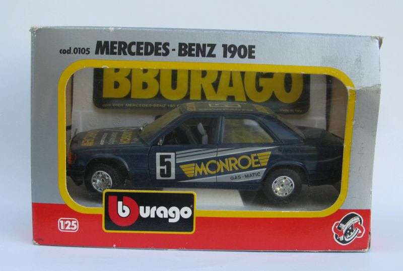 SO RARE !! A 1:25 SCALE DIE CAST METAL MODEL OF THE MERCEDES BENZ 190E BY BURAGO ITALY...BOXED !!