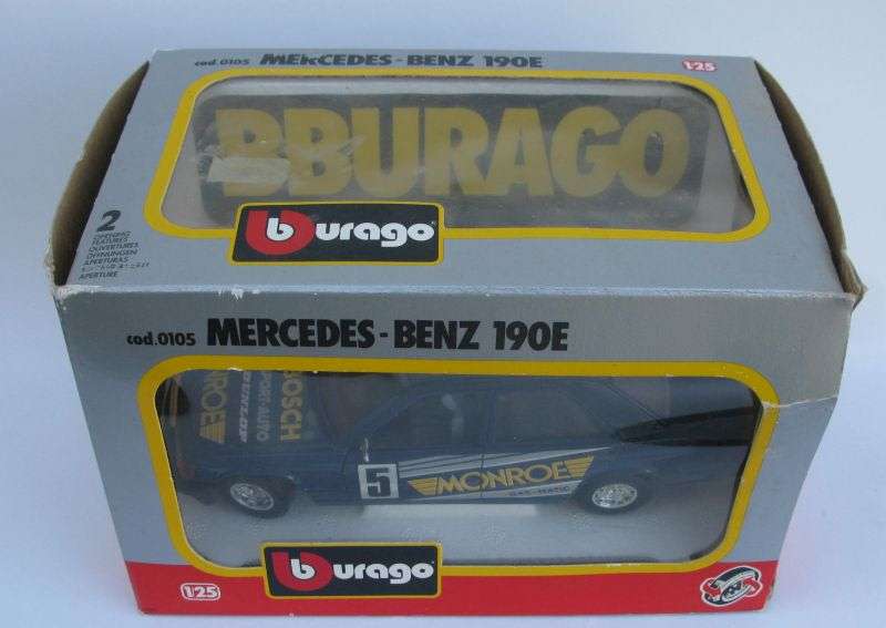 SO RARE !! A 1:25 SCALE DIE CAST METAL MODEL OF THE MERCEDES BENZ 190E BY BURAGO ITALY...BOXED !!
