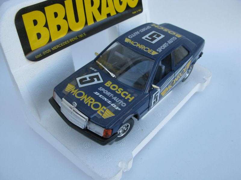 SO RARE !! A 1:25 SCALE DIE CAST METAL MODEL OF THE MERCEDES BENZ 190E BY BURAGO ITALY...BOXED !!