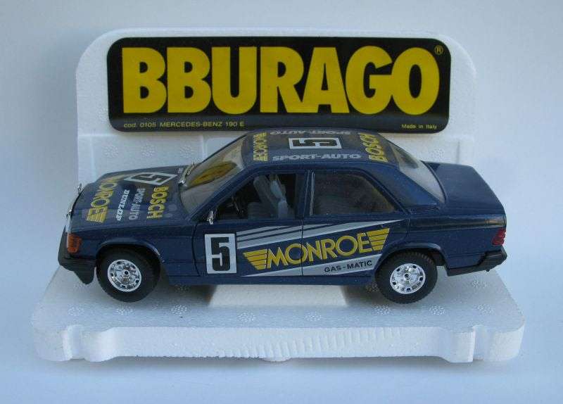 SO RARE !! A 1:25 SCALE DIE CAST METAL MODEL OF THE MERCEDES BENZ 190E BY BURAGO ITALY...BOXED !!