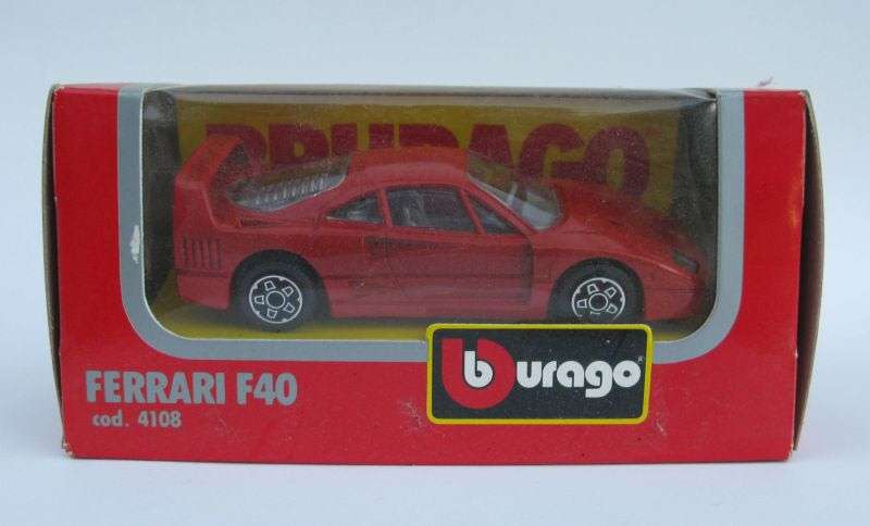 A SUPER COOL 1:43 SCALE DIE CAST METAL MODEL OF THE FERRARI F40 BY BURAGO ITALY ...WOW !!!