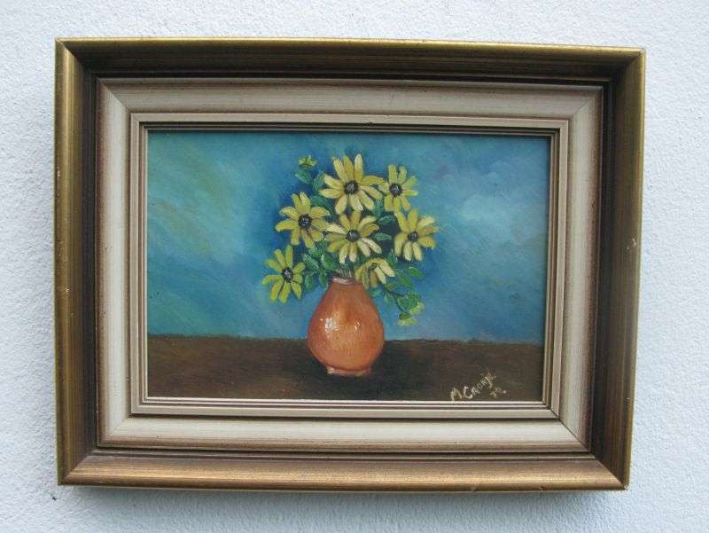 A QUAINT AND QUIRKY ORIGINAL PAINTING SIGNED M.CRONJE AND DATED 79 ....ONE OF TWO BY THIS ARTIST