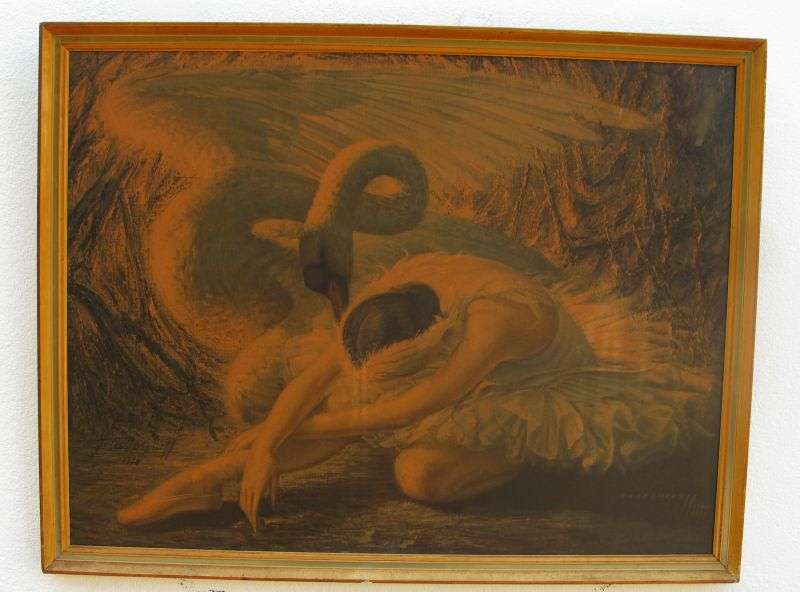 A GORGEOUS OLD TRETCHIKOFF PRINT " THE DYING SWAN " HAND SIGNED ....TAKE A LOOK ...