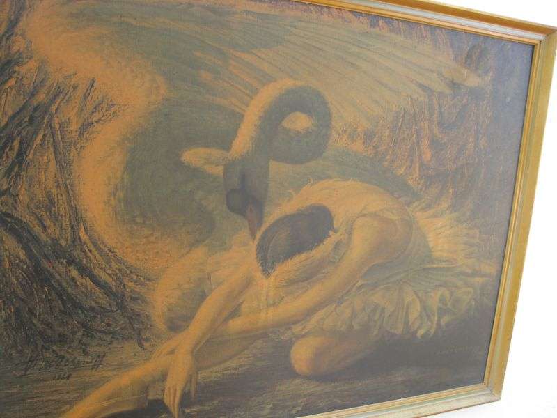 A GORGEOUS OLD TRETCHIKOFF PRINT " THE DYING SWAN " HAND SIGNED ....TAKE A LOOK ...