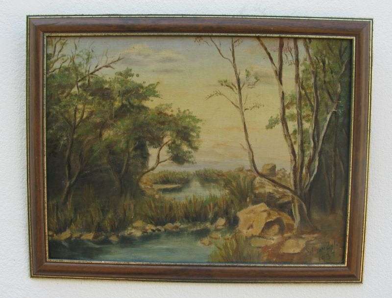 A SUPERB OLD ORIGINAL OIL ON BOARD SIGNED W VAN ZYL AND DATED 1937 ....AWESOME !!