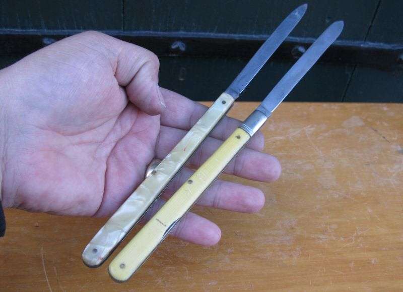 COOOOL !!! TWO EXTRA LONG POCKET KNIVES OF THE 1930`S ...BY JOWIKA & BONSA OF GERMANY ...WOW !!!