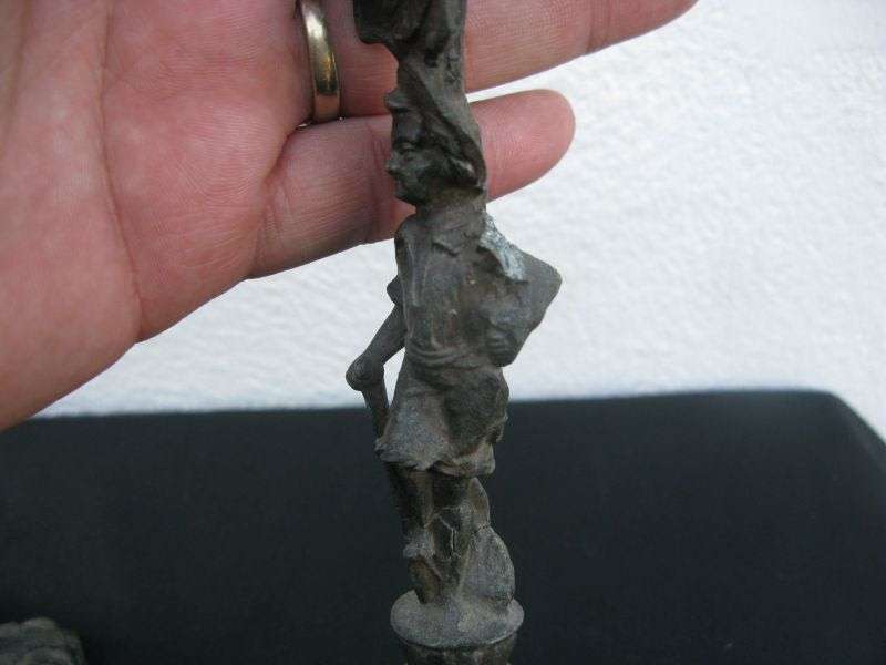 GREAT FIND !! AN ADORABLE OLD PAIR OF FIGURAL METAL CANDLE HOLDERS ...SWEET !!