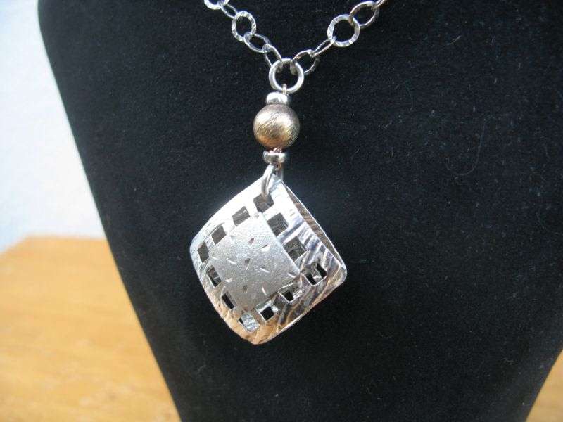 AN AMAZING SOLID STERLING SILVER ITALIAN DESIGNER NECKLACE WITH PENDANT ...AWESOME PIECE !!!