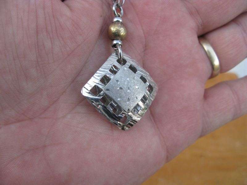 AN AMAZING SOLID STERLING SILVER ITALIAN DESIGNER NECKLACE WITH PENDANT ...AWESOME PIECE !!!