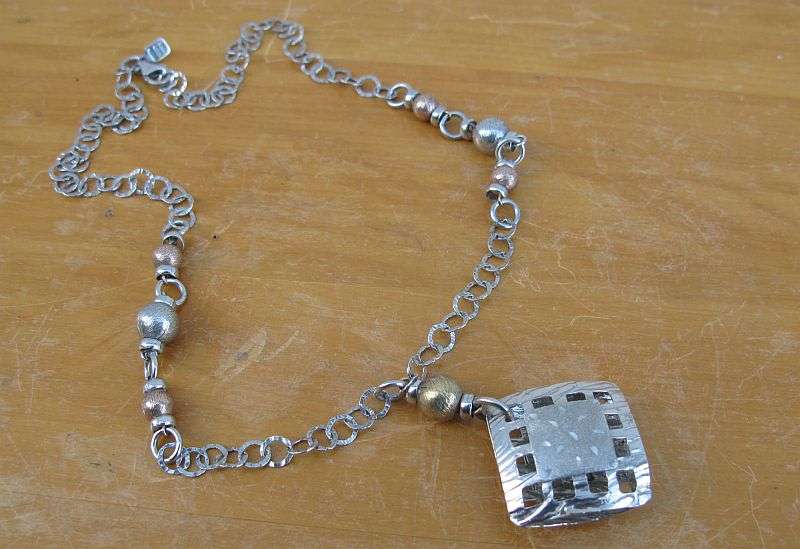 AN AMAZING SOLID STERLING SILVER ITALIAN DESIGNER NECKLACE WITH PENDANT ...AWESOME PIECE !!!