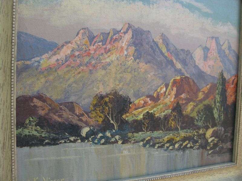 A MASTERFUL OLD ORIGINAL OIL ON CANVAS LANDSCAPE BY WELL KNOWN SA ARTIST VICTOR VISSER !! WOW !!