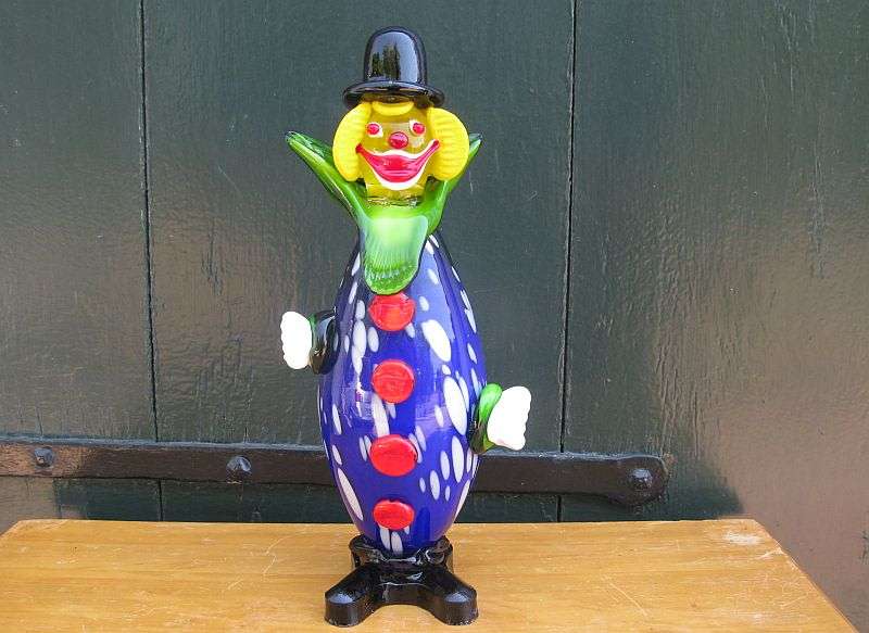 AWESOME FIND !! A COOL VINTAGE BLOWN GLASS CLOWN ORNAMENT ... MURANO GLASS ?