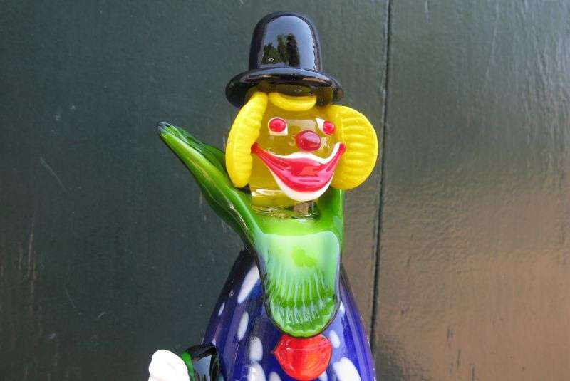 AWESOME FIND !! A COOL VINTAGE BLOWN GLASS CLOWN ORNAMENT ... MURANO GLASS ?