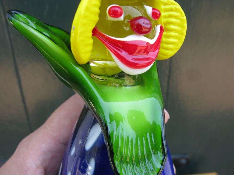 AWESOME FIND !! A COOL VINTAGE BLOWN GLASS CLOWN ORNAMENT ... MURANO GLASS ?