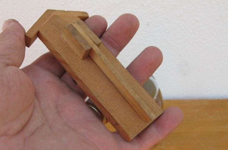 A LOVELY VINTAGE NUMBERED CHINESE CLAY IMMORTAL FIGURE WITH WOODEN STAND ...TOO CUTE !!