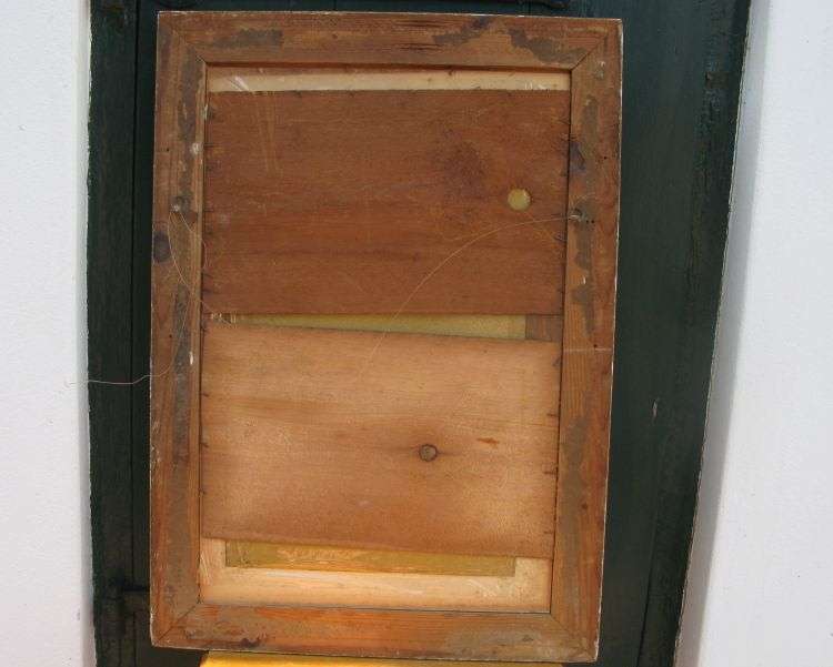 AN ANTIQUE ORIGINAL OIL ON BOARD OF A TRANQUIL WATERFALL AND FLOWING MOUNTAIN BACKGROUND