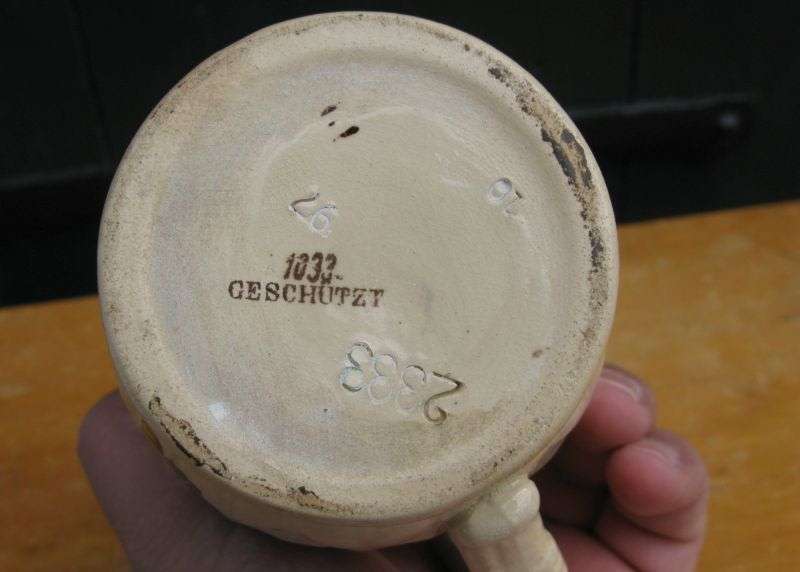 SCARCE !! AN ADORABLE ANTIQUE GERMAN TANKARD WITH PEWTER LID AND THE CUTEST DETAILS !!