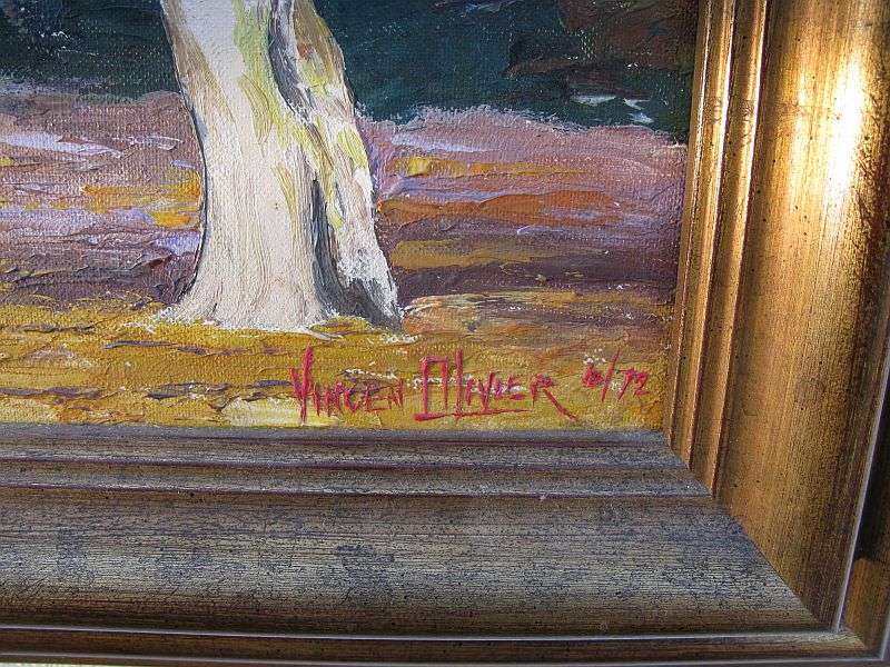 A BEAUTIFUL LARGE ORIGINAL OIL ON BOARD BY SA ARTIST VINCENT OLIVIER OF A FORREST SCENE ...WOW !!!