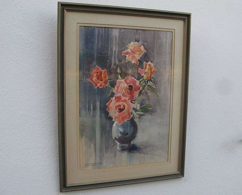 AN AMAZING LARGE ORIGINAL STILL LIFE WATERCOLOR BY SA ARTIST LUCY .M WILES ...INVESTMENT PIECE !!