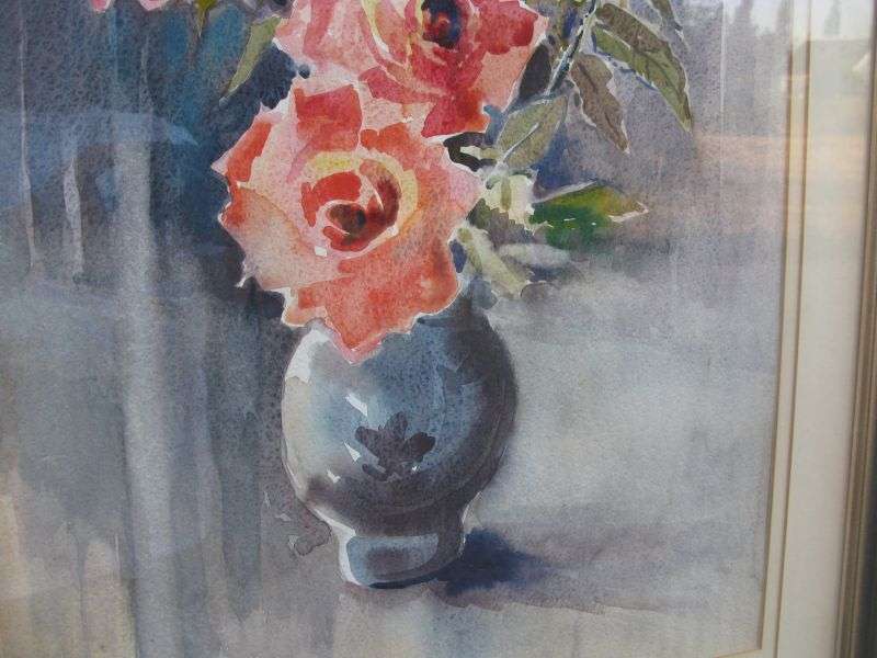 AN AMAZING LARGE ORIGINAL STILL LIFE WATERCOLOR BY SA ARTIST LUCY .M WILES ...INVESTMENT PIECE !!