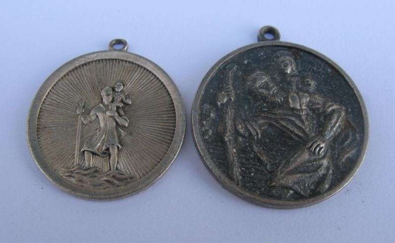 A STUNNING COLLECTION OF 8 RELIGIOUS MEDALLIONS INCLUDING A FRENCH STERLING SILVER ENAMELED MADONNA